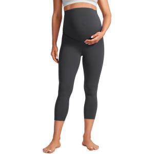 imageCRZ YOGA Butterluxe Maternity Capris Leggings 21quot  Over The Belly Workout Active Yoga Womens Pregnancy Crop Pants StretchyMysterious Grey