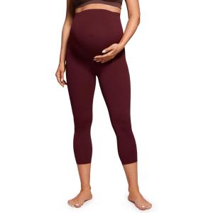 imageCRZ YOGA Butterluxe Maternity Capris Leggings 21quot  Over The Belly Workout Active Yoga Womens Pregnancy Crop Pants StretchyRed Merlot