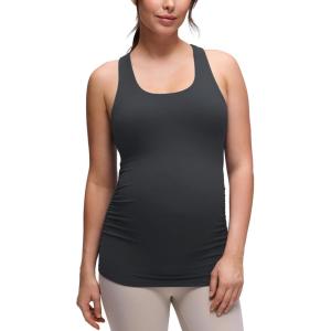 imageCRZ YOGA Butterluxe Maternity Racerback Tank Tops  Ruched Sleeveless Womens Pregnancy Yoga Workout Shirt with Built in BraMysterious Grey