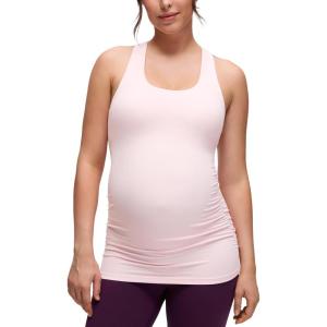 imageCRZ YOGA Butterluxe Maternity Racerback Tank Tops  Ruched Sleeveless Womens Pregnancy Yoga Workout Shirt with Built in BraStrawberry Pink