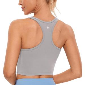 imageCRZ YOGA Butterluxe Racerback Crop Tank Tops for Women  Padded YBack Longline Sports Bras Scoop Neck Workout YogaGull Gray