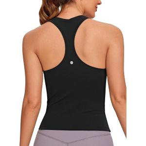 imageCRZ YOGA Butterluxe Racerback Tank Tops for Women  Yoga Workout Casual Gym Athletic Camisole Tight Sleeveless ShirtsBlack