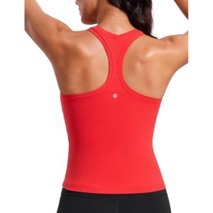 imageCRZ YOGA Butterluxe Racerback Tank Tops for Women  Yoga Workout Casual Gym Athletic Camisole Tight Sleeveless ShirtsDeep Red