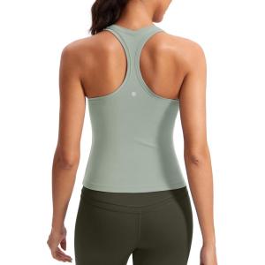 imageCRZ YOGA Butterluxe Racerback Tank Tops for Women  Yoga Workout Casual Gym Athletic Camisole Tight Sleeveless ShirtsGreen Palm Court