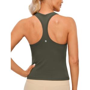 imageCRZ YOGA Butterluxe Racerback Tank Tops for Women  Yoga Workout Casual Gym Athletic Camisole Tight Sleeveless ShirtsLight Army Green