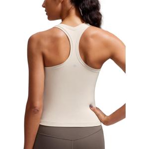 imageCRZ YOGA Butterluxe Racerback Tank Tops for Women  Yoga Workout Casual Gym Athletic Camisole Tight Sleeveless ShirtsMojave Tan