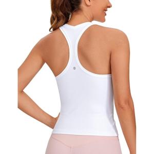 imageCRZ YOGA Butterluxe Racerback Tank Tops for Women  Yoga Workout Casual Gym Athletic Camisole Tight Sleeveless ShirtsWhite