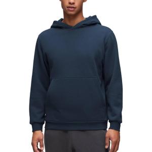 imageCRZ YOGA Cotton Fleece Lined Pullover Hoodies for Men  Cozy Casual Workout Essential Sweatshirts With Kangaroo PocketInk Blue