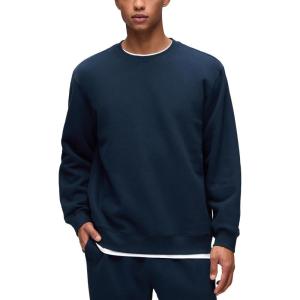 imageCRZ YOGA Cotton Fleece Lined Pullover Sweatshirts for Men  Crewneck Cozy Casual Athletic Daily Workout Sweat Shirt TopsInk Blue