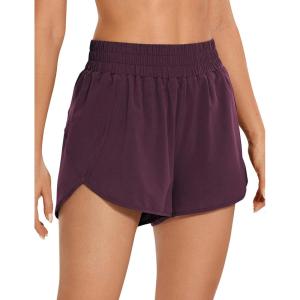imageCRZ YOGA Dolphin Athletic Shorts for Women 3quot  High Waisted Quick Dry for Running Workout Gym Track with Zip PocketArctic Plum