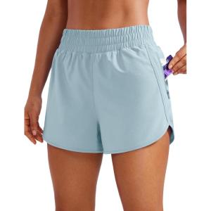imageCRZ YOGA Dolphin Athletic Shorts for Women 3quot  High Waisted Quick Dry for Running Workout Gym Track with Zip PocketLight Grayish Blue