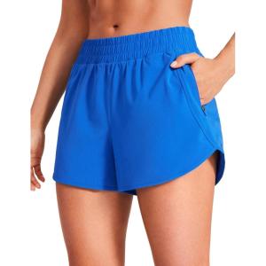 imageCRZ YOGA Dolphin Athletic Shorts for Women 3quot  High Waisted Quick Dry for Running Workout Gym Track with Zip PocketSparkle Blue