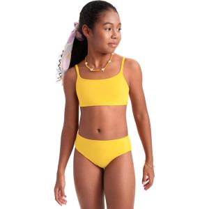 imageCRZ YOGA Girls Bikini Set 2 Piece Swimsuit  Beach Sports Bathing Suit Scoop Neck Adjustable Straps Padded Kids TeenHigh Visibility Yellow