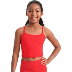 imageCRZ YOGA Girls Butterluxe Double Lined Camisole Tank Tops Crop  Dance Yoga Athletic Casual Spaghetti Y Back Kids TeenDeep Red