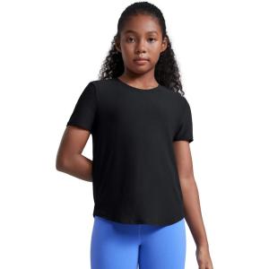 imageCRZ YOGA Girls Cloudweight Short Sleeve Athletic T Shirts  Active Sports Casual Tees Crew Neck Side Slit Kids TeenBlack