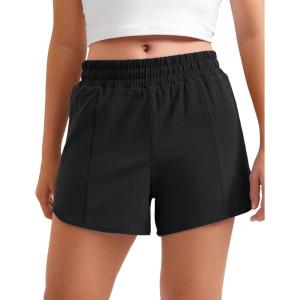 imageCRZ YOGA Girls FeatheryFit Soft Athletic Shorts with Zipper Pocket  Tennis Soccer Running Casual Liner Kids TeenBlack
