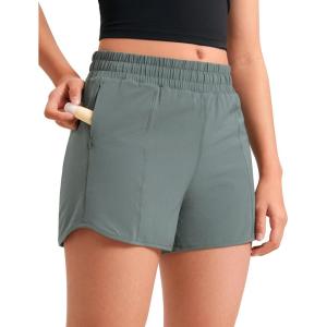 imageCRZ YOGA Girls FeatheryFit Soft Athletic Shorts with Zipper Pocket  Tennis Soccer Running Casual Liner Kids TeenGrey Sage