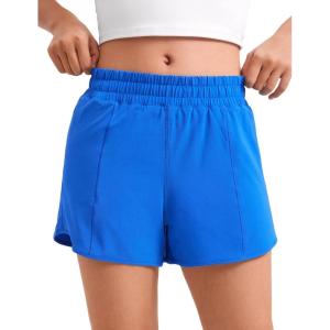 imageCRZ YOGA Girls FeatheryFit Soft Athletic Shorts with Zipper Pocket  Tennis Soccer Running Casual Liner Kids TeenSparkle Blue