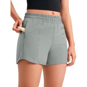 imageCRZ YOGA Girls FeatheryFit Soft Athletic Shorts with Zipper Pocket  Tennis Soccer Running Casual Liner Kids TeenSterling