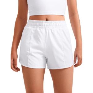 imageCRZ YOGA Girls FeatheryFit Soft Athletic Shorts with Zipper Pocket  Tennis Soccer Running Casual Liner Kids TeenWhite