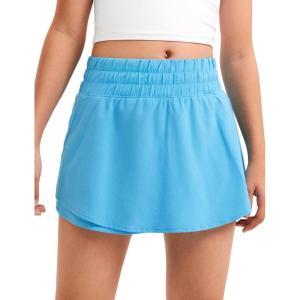 imageCRZ YOGA Girls FeatheryFit Soft Flowy Athletic Shorts  Tennis Soccer Casual Ruffle Skirt Zip Pocket Liner Kids TeenKayak Blue