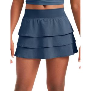 imageCRZ YOGA Girls FeatheryFit Soft Ruffle Athletic Skirts  Tennis School Casual Skorts with Pockets Liner Kids TeenStelindigo