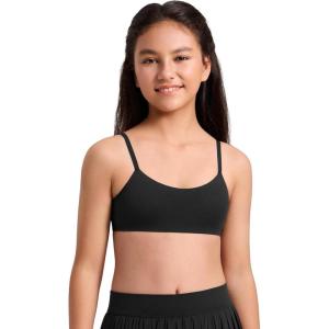 imageCRZ YOGA Girls Softness Mold Softhold Training Bra  Casual Everyday Tops V Neck Adjustable Straps Kids TeenBlack