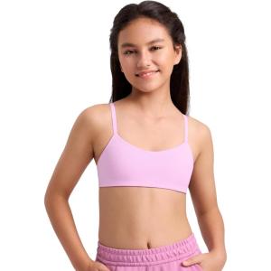 imageCRZ YOGA Girls Softness Mold Softhold Training Bra  Casual Everyday Tops V Neck Adjustable Straps Kids TeenVita Pink