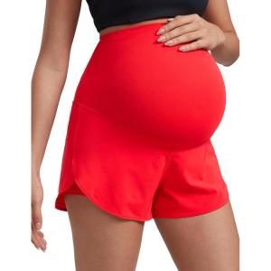 imageCRZ YOGA Lightweight Maternity Dolphin Workout Shorts 3  Soft Athletic Running Casual Womens Pregnancy with Liner PocketsDeep Red