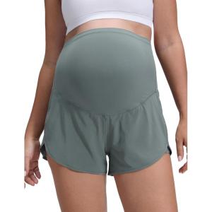 imageCRZ YOGA Lightweight Maternity Dolphin Workout Shorts 3  Soft Athletic Running Casual Womens Pregnancy with Liner PocketsGrey Sage