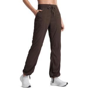 imageCRZ YOGA Lightweight Straight Leg Workout Pants for Women 28quot30quot32quot  Ruched Casual Work Athletic Joggers with PocketsHot Fudge Brown