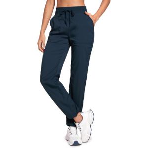imageCRZ YOGA Lightweight Straight Leg Workout Pants for Women 28quot30quot32quot  Ruched Casual Work Athletic Joggers with PocketsInk Blue