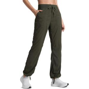 imageCRZ YOGA Lightweight Straight Leg Workout Pants for Women 28quot30quot32quot  Ruched Casual Work Athletic Joggers with PocketsOlive Green