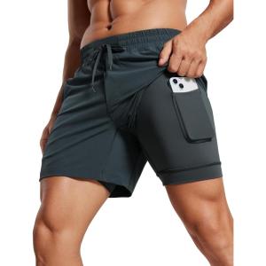 imageCRZ YOGA Mens 2 in 1 Running Shorts 5quot  Lined Workout Quick Dry for Workout Sports Athletic with PocketsMelanite