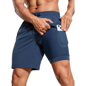 imageCRZ YOGA Mens 2 in 1 Running Shorts 7quot  Lined Workout Quick Dry Lightweight for Sports Athletic with PocketsElectric Blue