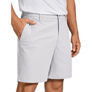 imageCRZ YOGA Mens All Day Comfy Golf Shorts  7quot9quot Stretch Lightweight Flat Front for Casual Work with PocketsPlatinum Grey