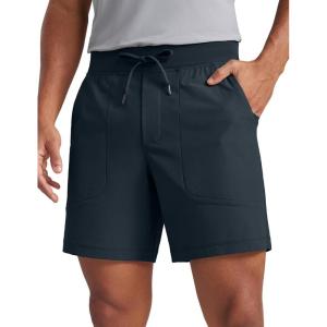 imageCRZ YOGA Mens All Day Comfy PullOn Shorts 7quot  Golf Casual Elastic Waist Quick Dry for Athletic Daily with PocketsTrue Navy