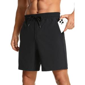 imageCRZ YOGA Mens Linerless Workout Shorts 7  Quick Dry for Running Sports Athletic Gym with PocketsBlack