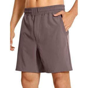 imageCRZ YOGA Mens Linerless Workout Shorts 7  Quick Dry for Running Sports Athletic Gym with PocketsBrown Rock