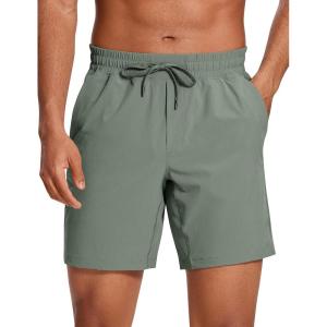 imageCRZ YOGA Mens Linerless Workout Shorts 7  Quick Dry for Running Sports Athletic Gym with PocketsGrey Sage