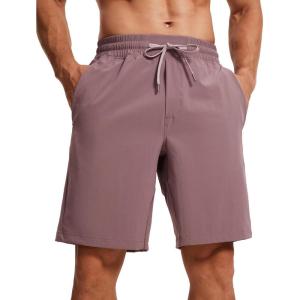 imageCRZ YOGA Mens Linerless Workout Shorts 9  Quick Dry for Running Sports Athletic Gym with PocketsMauve