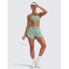 imageCRZ YOGA 2 in 1 Double Layer Running Shorts for Women 3quot  High Waisted for Athletic Tennis Workout with Zip PocketsGreen Palm Court