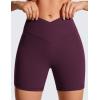 imageCRZ YOGA Butterluxe Crossover Biker Shorts 5quot  Criss Cross High Waisted Workout Yoga Buttery Soft WomensDeep Purple