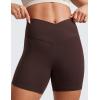 imageCRZ YOGA Butterluxe Crossover Biker Shorts 5quot  Criss Cross High Waisted Workout Yoga Buttery Soft WomensHot Fudge Brown