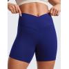 imageCRZ YOGA Butterluxe Crossover Biker Shorts 5quot  Criss Cross High Waisted Workout Yoga Buttery Soft WomensLarkspur Blue