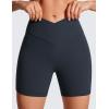 imageCRZ YOGA Butterluxe Crossover Biker Shorts 5quot  Criss Cross High Waisted Workout Yoga Buttery Soft WomensTrue Navy