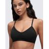 imageCRZ YOGA Butterluxe Ruched Sports Bras for Women  V Neck Spaghetti Thin Strap Y Back Wireless Padded Yoga Crop TopBlack