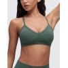 imageCRZ YOGA Butterluxe Ruched Sports Bras for Women  V Neck Spaghetti Thin Strap Y Back Wireless Padded Yoga Crop TopDark Forest Green