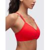 imageCRZ YOGA Butterluxe Ruched Sports Bras for Women  V Neck Spaghetti Thin Strap Y Back Wireless Padded Yoga Crop TopDeep Red