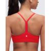 imageCRZ YOGA Butterluxe Ruched Sports Bras for Women  V Neck Spaghetti Thin Strap Y Back Wireless Padded Yoga Crop TopDeep Red